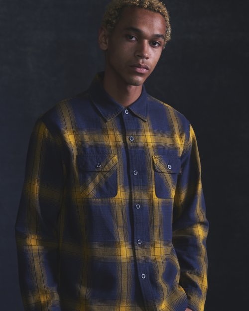 他の写真3: RATS/COTTON LINEN CHECK SHIRT（NAVY/YELLOW CHECK）［コットンリネンチェックシャツ-25春夏］