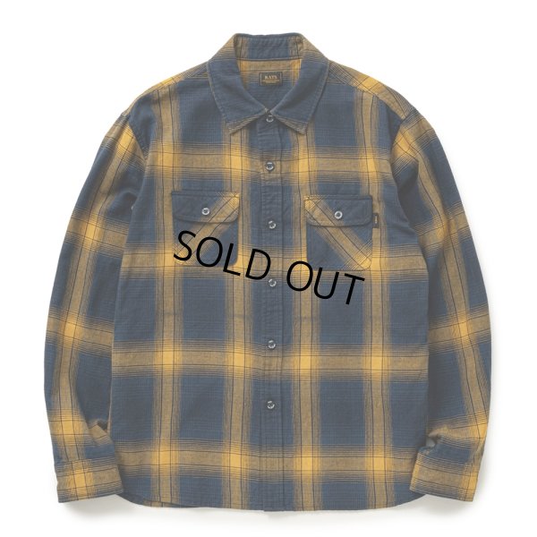 画像1: RATS/COTTON LINEN CHECK SHIRT（NAVY/YELLOW CHECK）［コットンリネンチェックシャツ-25春夏］