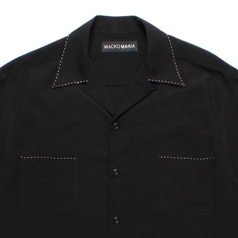 画像2: WACKO MARIA/50'S OPEN COLLAR SHIRT（BLACK）［ピンポイントステッチ50'Sオープンカラーシャツ-25春夏］