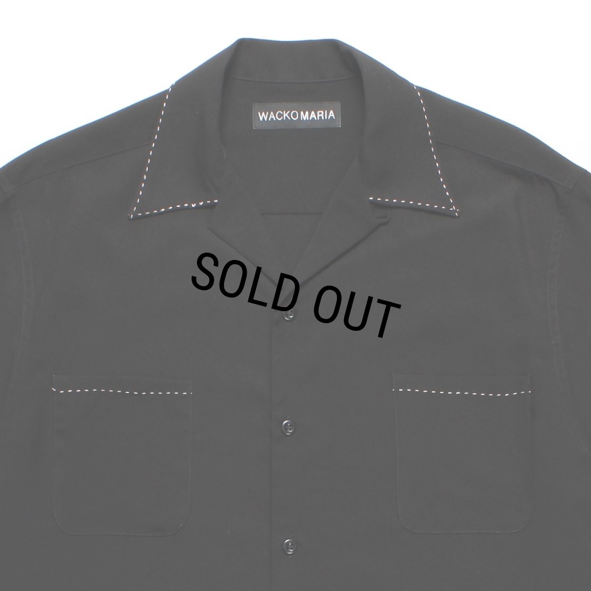 画像2: WACKO MARIA/50'S OPEN COLLAR SHIRT（BLACK）［ピンポイントステッチ50'Sオープンカラーシャツ-25春夏］ (2)