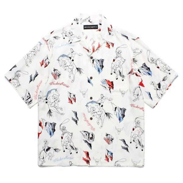 画像1: WACKO MARIA/HAWAIIAN SHIRT（WHITE）［ハワイアンシャツ-25春夏］