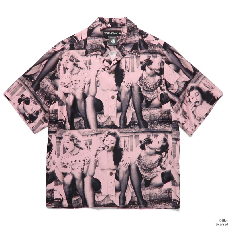 画像1: WACKO MARIA/ELLEN VON UNWERTH / HAWAIIAN SHIRT（PINK）［ハワイアンシャツ-25春夏］