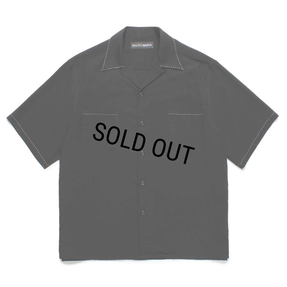 画像1: WACKO MARIA/50'S OPEN COLLAR SHIRT（BLACK）［ピンポイントステッチ50'Sオープンカラーシャツ-25春夏］ (1)