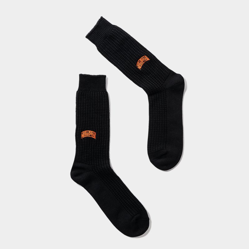 画像1: 【20％OFF】TIGHTBOOTH/WAFFLE SOCKS（Black）［ワッフルソックス-25春夏］