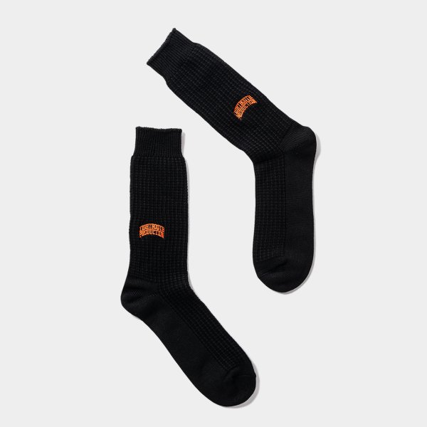 画像1: TIGHTBOOTH/WAFFLE SOCKS（Black）［ワッフルソックス-25春夏］