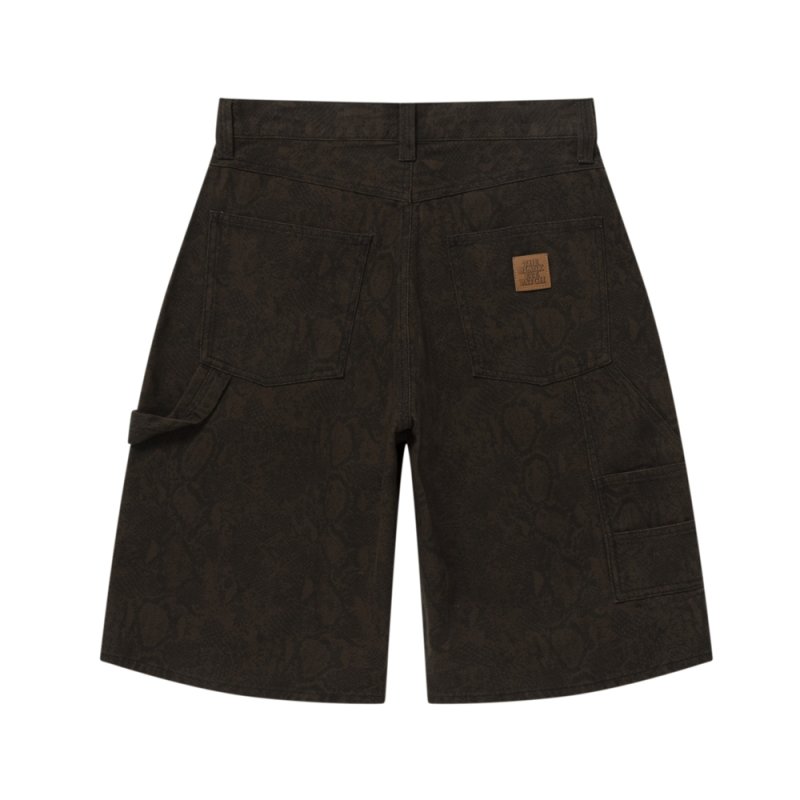 画像2: BlackEyePatch/PYTHON PATTERNED BAGGY DUCK SHORTS(OLIVE)
