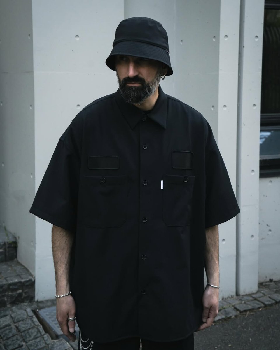 画像4: COOTIE PRODUCTIONS/Leno Cloth Error Fit Work S/S Shirt（Black）［エラーフィットワークシャツ-25春夏］ (4)
