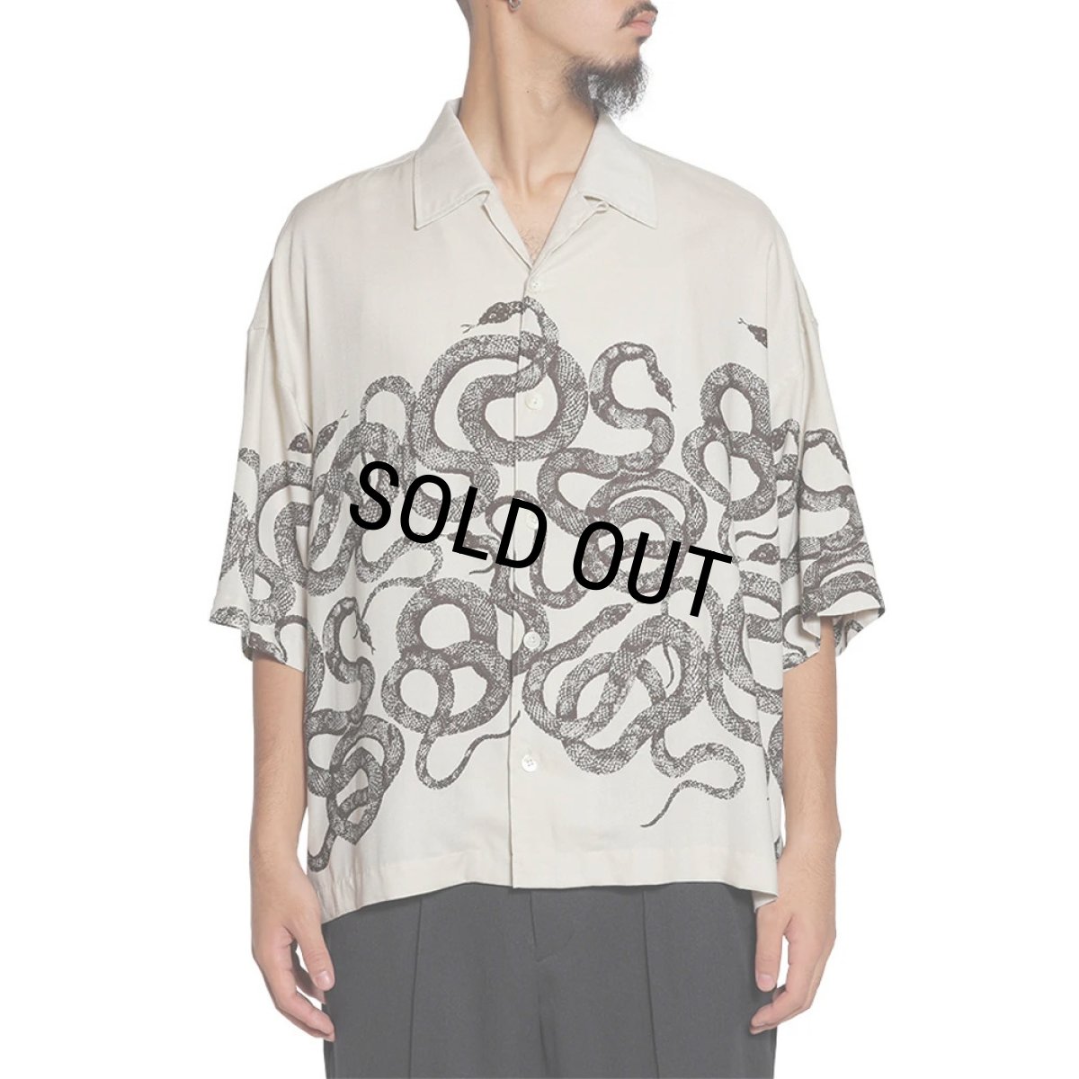 画像2: CALEE/5 SLEEVES DROP SHOULDER SH（IVORY）［スネーク5分袖ドロップショルダーシャツ-25春夏］ (2)