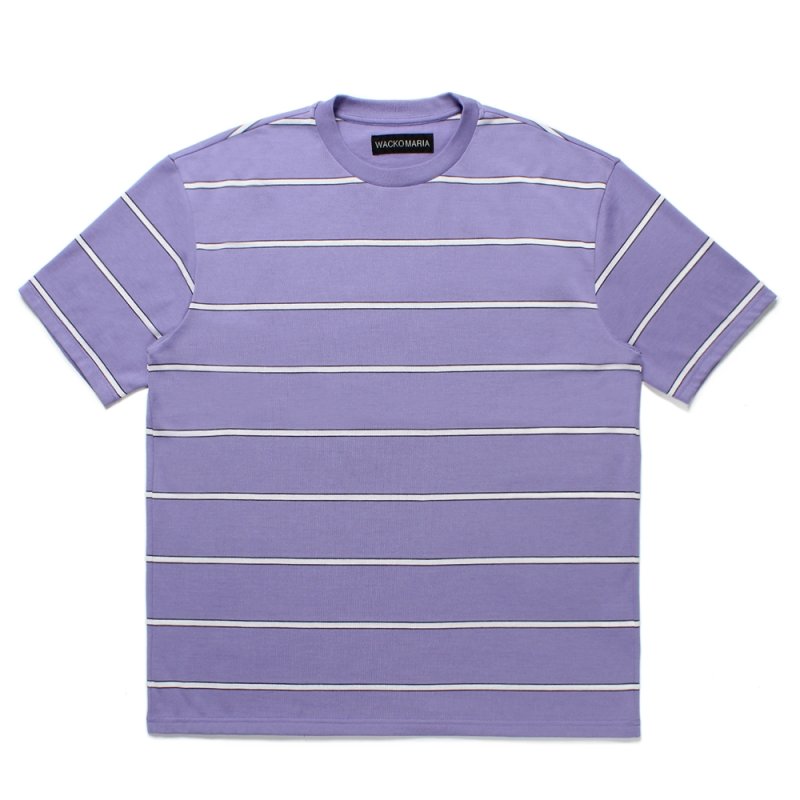 画像1: WACKO MARIA/STRIPED T-SHIRT（PURPLE）［ストライプT-25春夏］