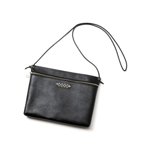 他の写真1: CALEE/STUDS LEATHER ZIP SACOCHE（BLACK）［レザージップサコッシュ-25春夏］