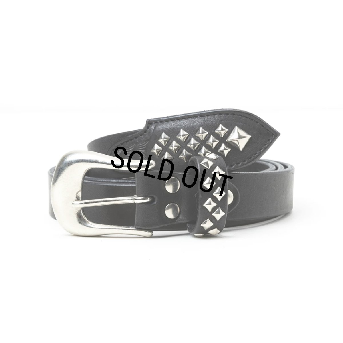 画像1: CALEE/STUDS LEATHER NARROW BELT ＜TYPE B＞（BLACK）［レザーナローベルト-25春夏］ (1)