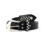 CALEE/STUDS LEATHER NARROW BELT ＜TYPE B＞（BLACK）［レザーナローベルト-25春夏］