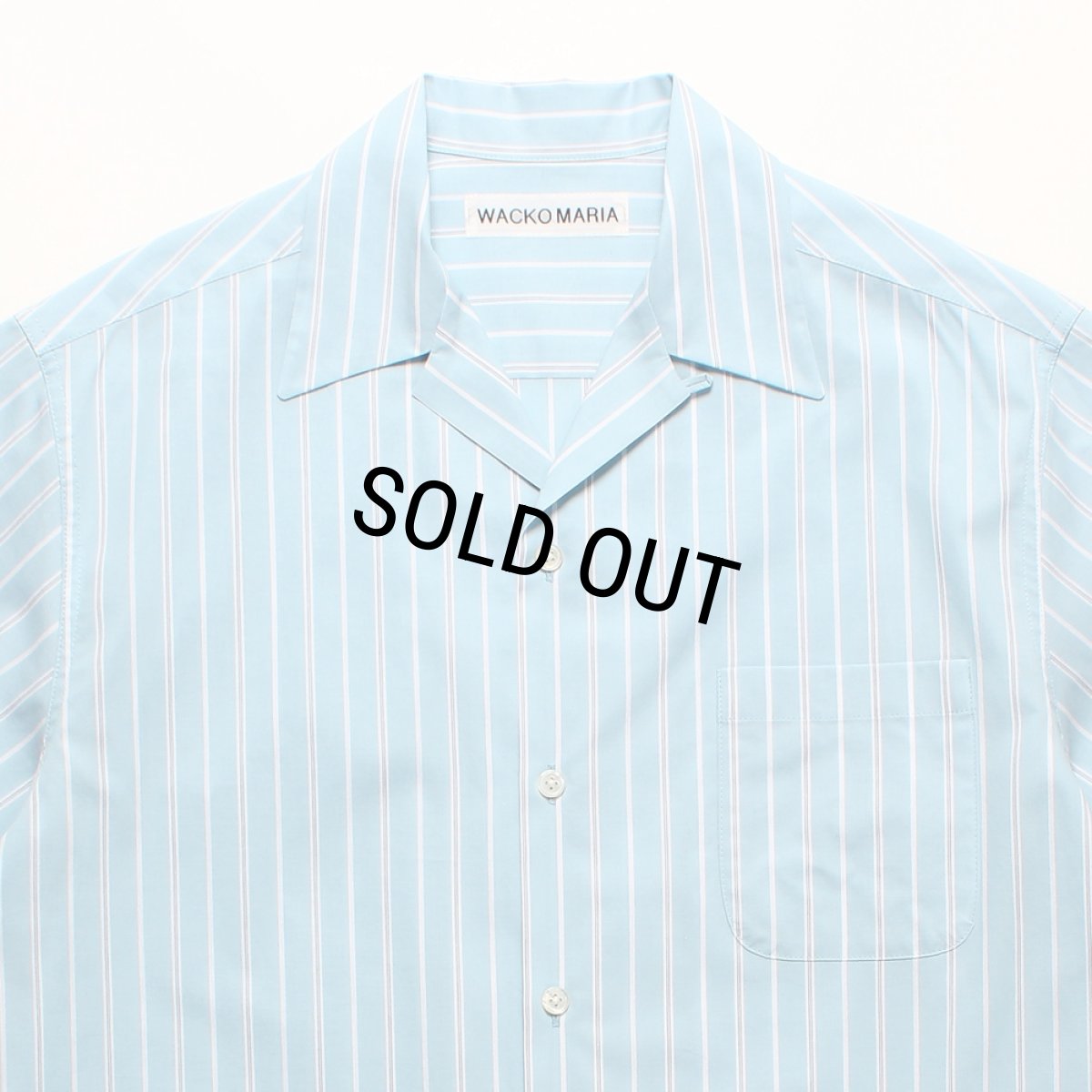 画像2: WACKO MARIA/STRIPED OPEN COLLAR SHIRT（BLUE）［ストライプオープンカラーシャツ-25春夏］ (2)
