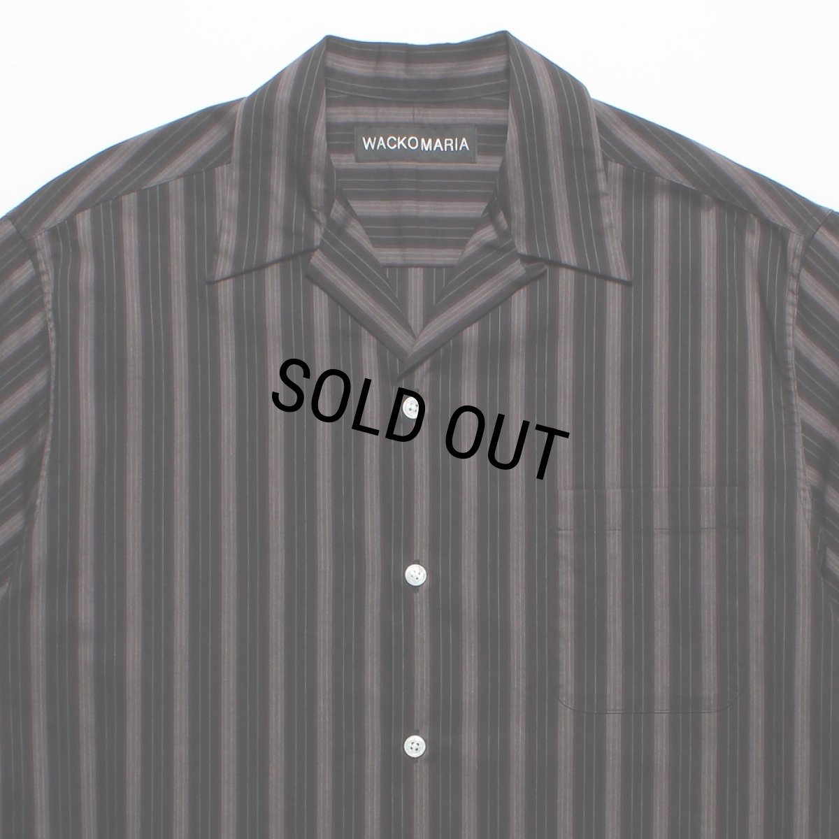 画像2: WACKO MARIA/STRIPED OPEN COLLAR SHIRT（BLACK）［ストライプオープンカラーシャツ-25春夏］ (2)