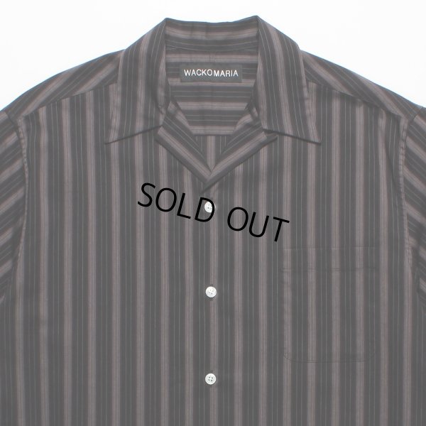 画像2: WACKO MARIA/STRIPED OPEN COLLAR SHIRT（BLACK）［ストライプオープンカラーシャツ-25春夏］