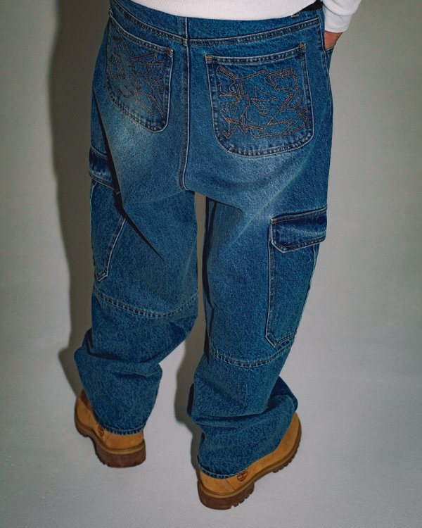 画像3: BlackEyePatch/URBAN ARROWS STITCHED CARGO JEANS（INDIGO）