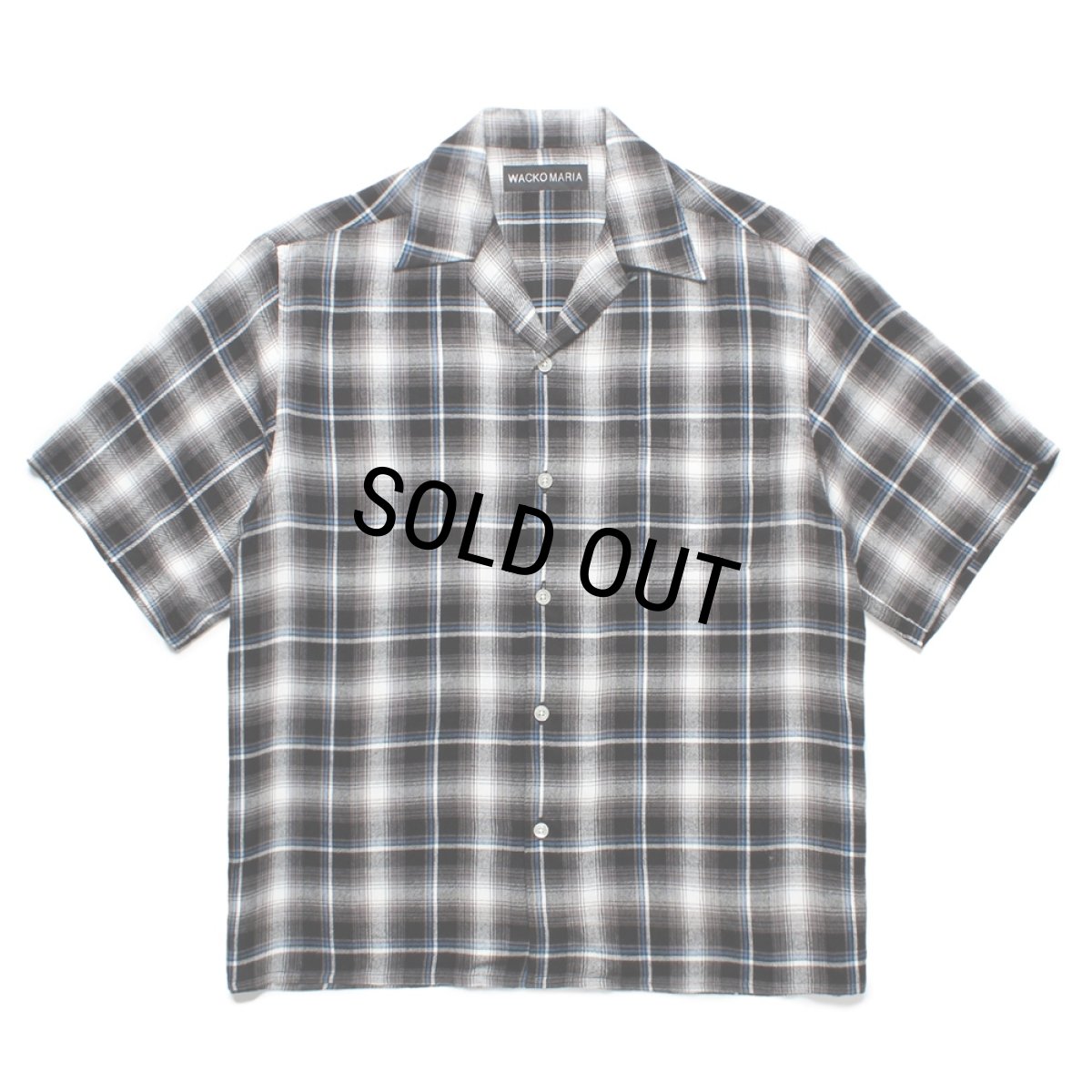画像1: WACKO MARIA/CHECK OPEN COLLAR SHIRT（GRAY）［チェックオープンカラーシャツ-25春夏］ (1)