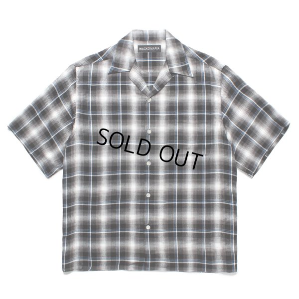 画像1: WACKO MARIA/CHECK OPEN COLLAR SHIRT（GRAY）［チェックオープンカラーシャツ-25春夏］