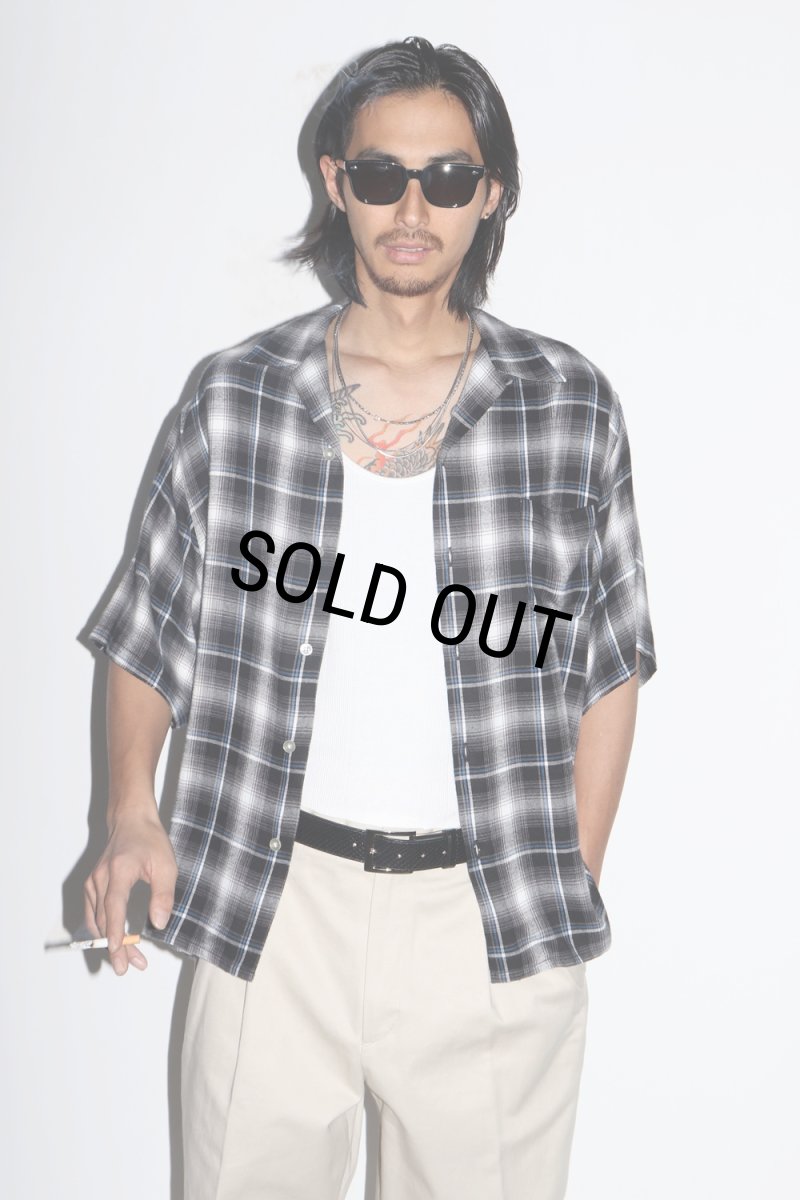 画像3: WACKO MARIA/CHECK OPEN COLLAR SHIRT（GRAY）［チェックオープンカラーシャツ-25春夏］ (3)