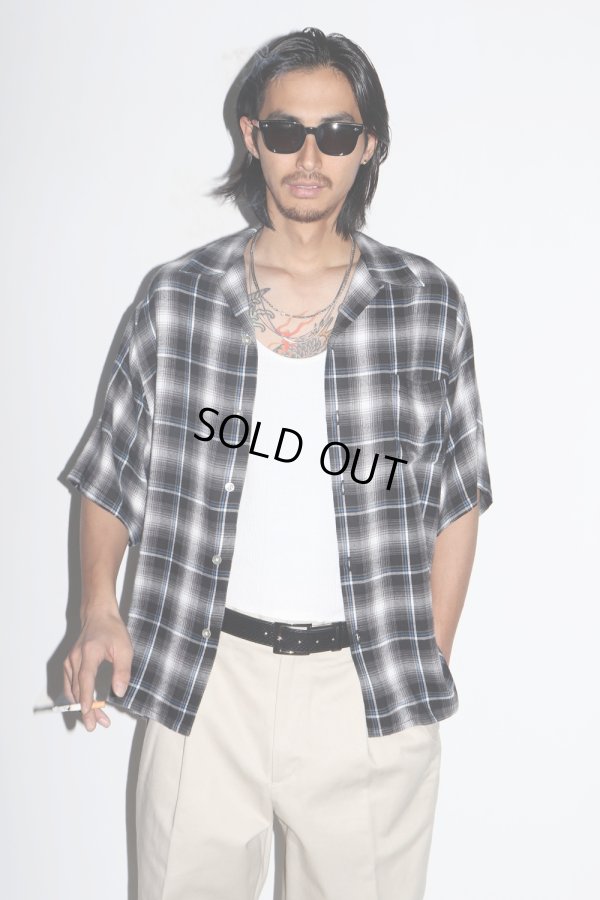 画像3: WACKO MARIA/CHECK OPEN COLLAR SHIRT（GRAY）［チェックオープンカラーシャツ-25春夏］