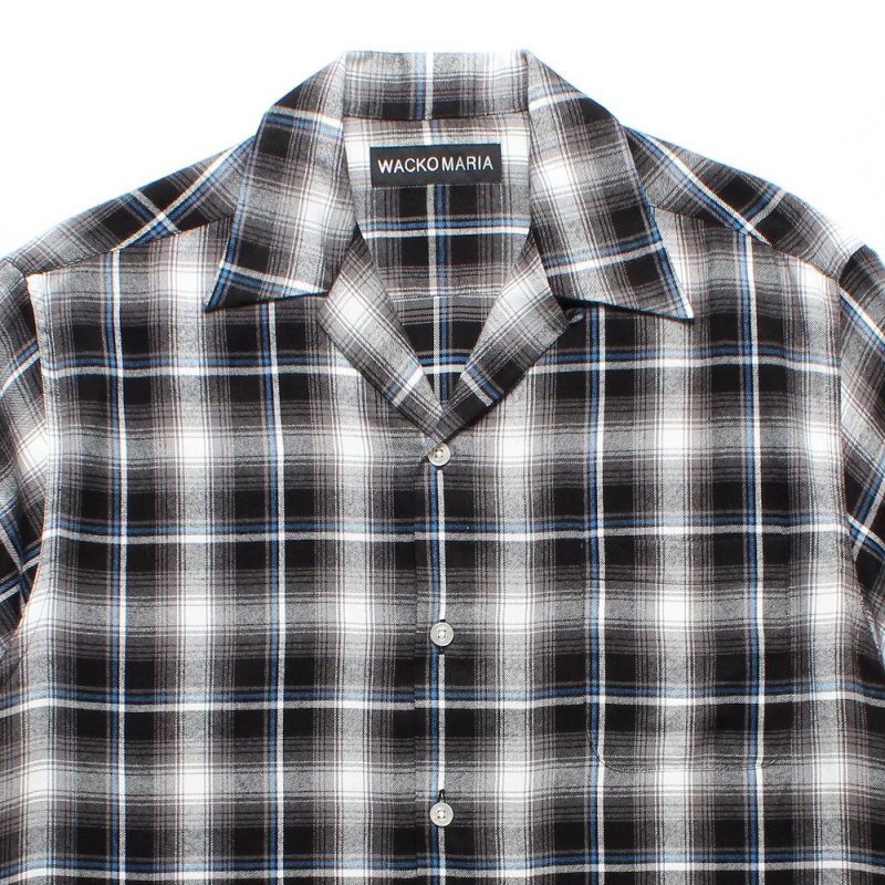 画像2: WACKO MARIA/CHECK OPEN COLLAR SHIRT（GRAY）［チェックオープンカラーシャツ-25春夏］