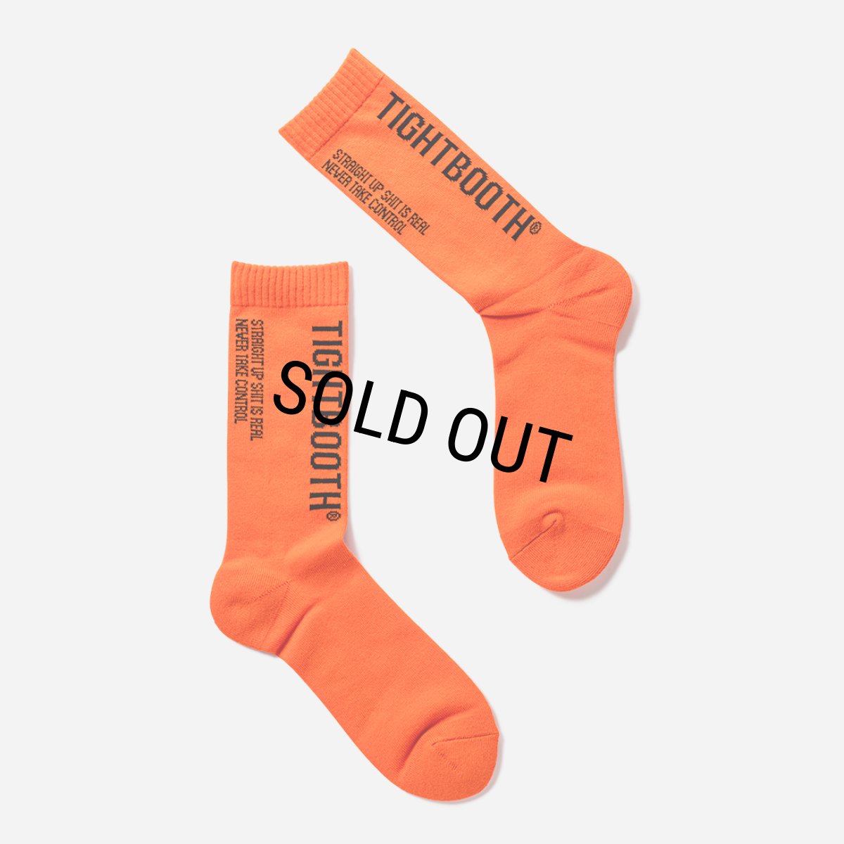 画像1: TIGHTBOOTH/LABEL LOGO SOCKS（Orange）［ラベルロゴソックス-25春夏］ (1)