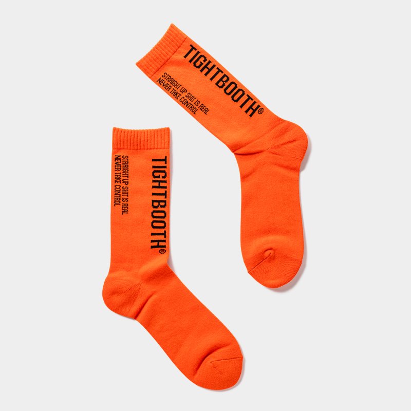 画像1: TIGHTBOOTH/LABEL LOGO SOCKS（Orange）［ラベルロゴソックス-25春夏］