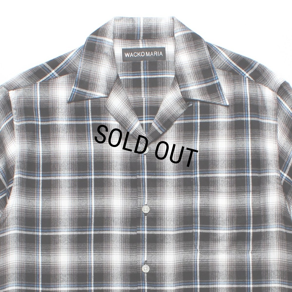 画像2: WACKO MARIA/CHECK OPEN COLLAR SHIRT（GRAY）［チェックオープンカラーシャツ-25春夏］ (2)