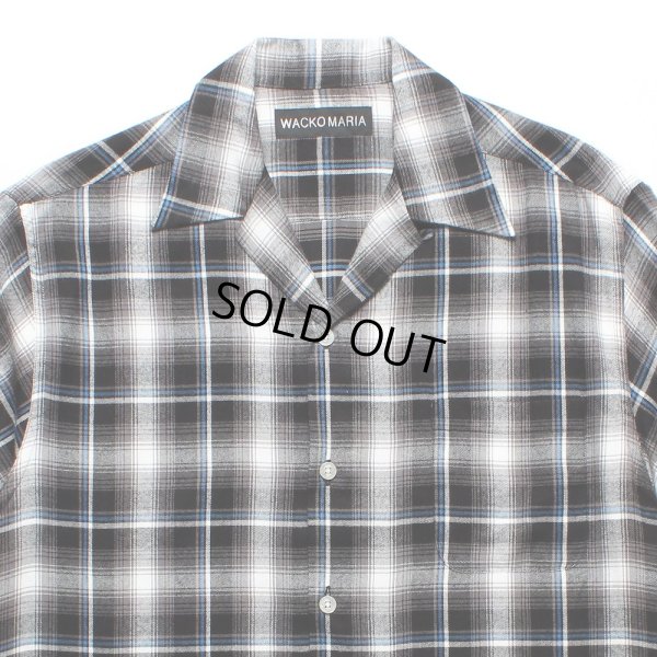 画像2: WACKO MARIA/CHECK OPEN COLLAR SHIRT（GRAY）［チェックオープンカラーシャツ-25春夏］