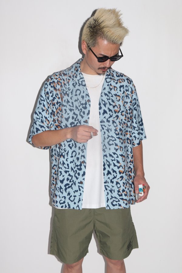 画像2: WACKO MARIA/LEOPARD HAWAIIAN SHIRT（BLUE）［レオパードハワイアンシャツ-25春夏］