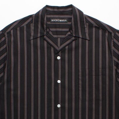 他の写真2: WACKO MARIA/STRIPED OPEN COLLAR SHIRT（BLACK）［ストライプオープンカラーシャツ-25春夏］