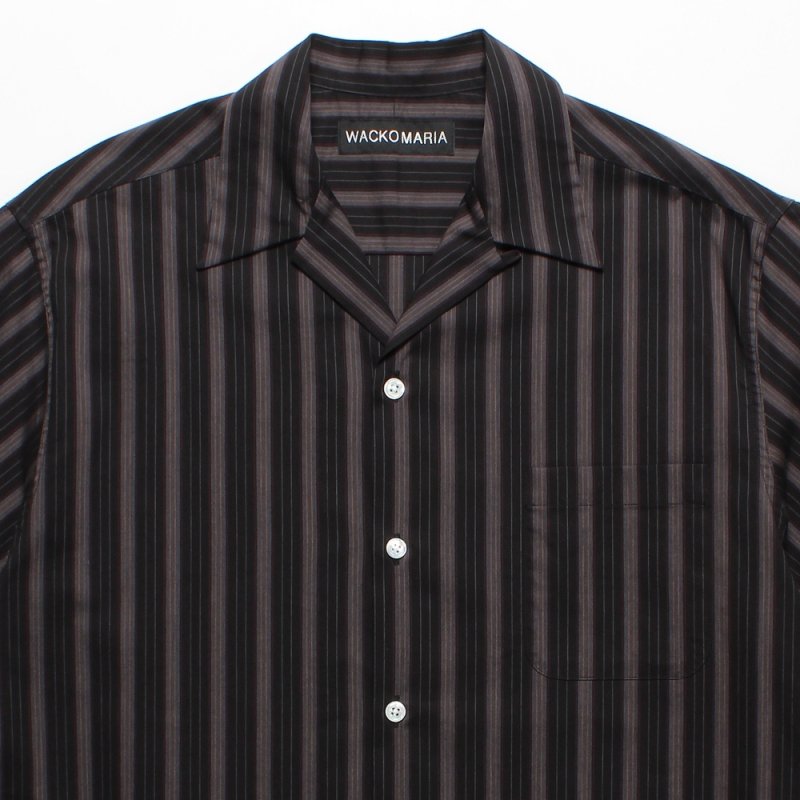 画像2: WACKO MARIA/STRIPED OPEN COLLAR SHIRT（BLACK）［ストライプオープンカラーシャツ-25春夏］