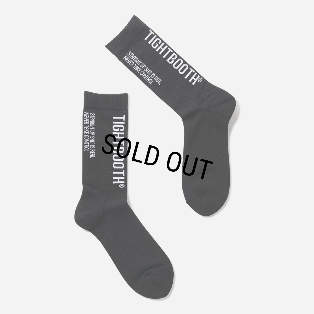 画像1: TIGHTBOOTH/LABEL LOGO SOCKS（Black）［ラベルロゴソックス-25春夏］ (1)