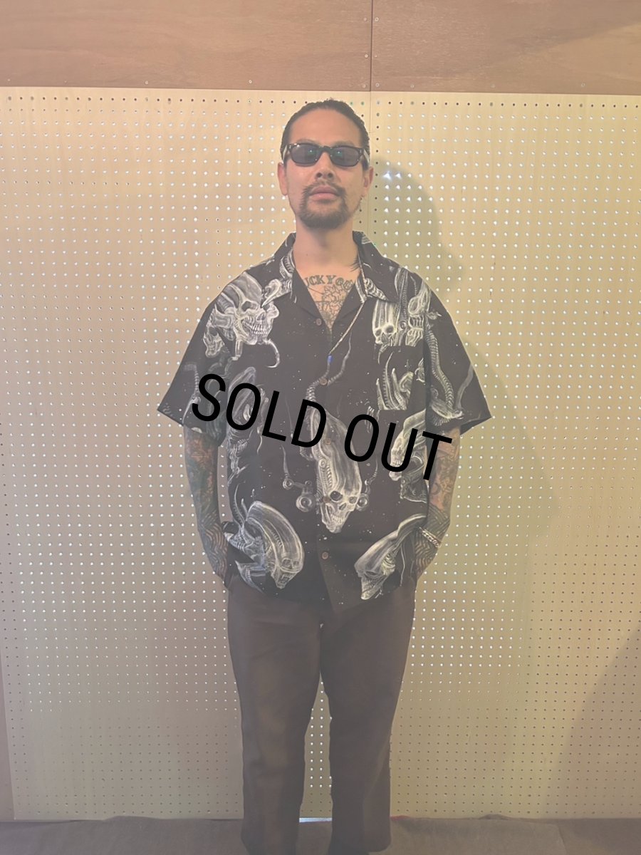 画像2: exodus/SPACE HAWAIIAN SHIRT（BLACK）［スペースハワイアンシャツ-25春夏］ (2)