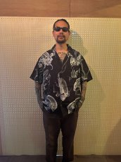 画像2: exodus/SPACE HAWAIIAN SHIRT（BLACK）［スペースハワイアンシャツ-25春夏］ (2)
