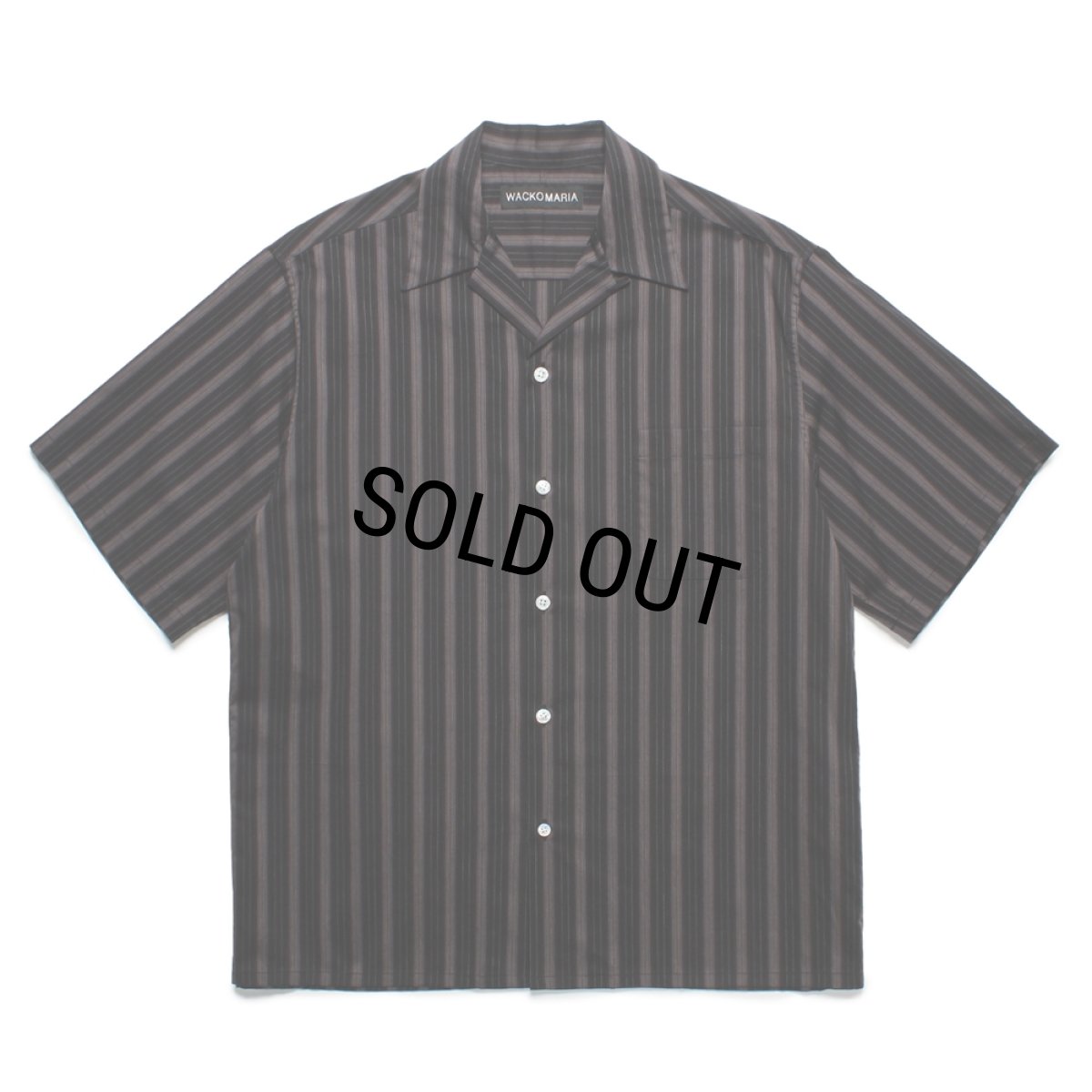 画像1: WACKO MARIA/STRIPED OPEN COLLAR SHIRT（BLACK）［ストライプオープンカラーシャツ-25春夏］ (1)