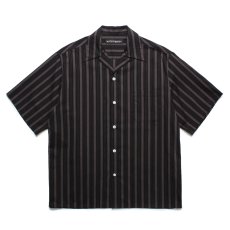 画像1: WACKO MARIA/STRIPED OPEN COLLAR SHIRT（BLACK）［ストライプオープンカラーシャツ-25春夏］ (1)