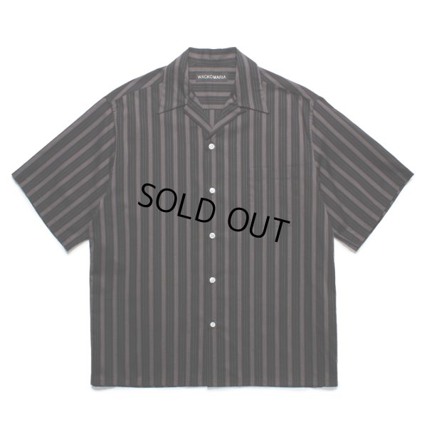 画像1: WACKO MARIA/STRIPED OPEN COLLAR SHIRT（BLACK）［ストライプオープンカラーシャツ-25春夏］