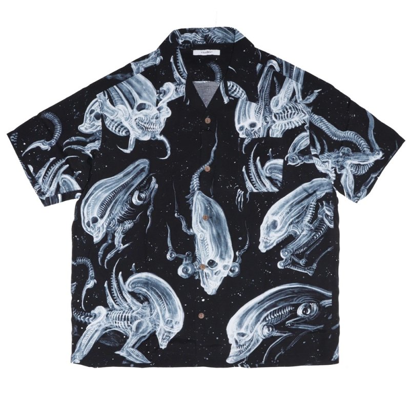 画像1: exodus/SPACE HAWAIIAN SHIRT（BLACK）［スペースハワイアンシャツ-25春夏］
