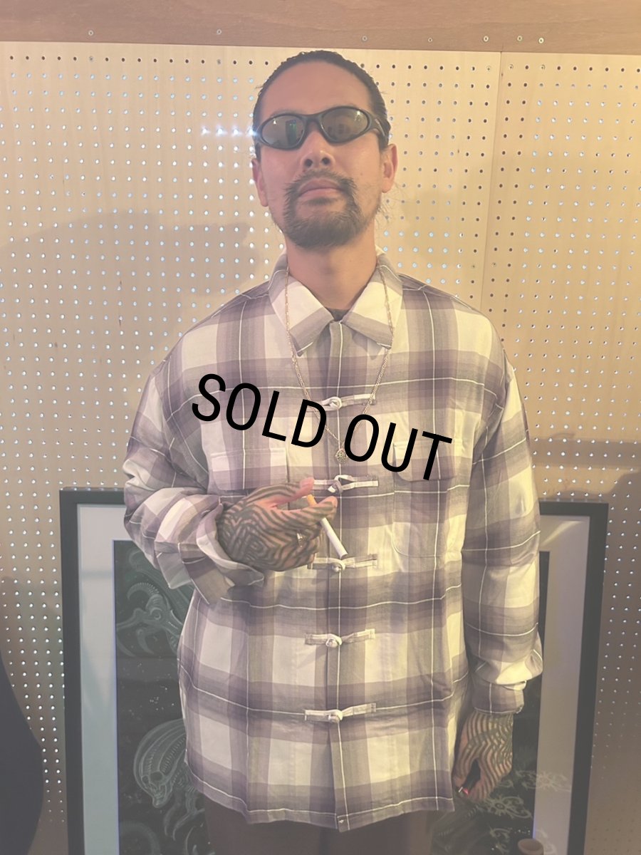 画像2: 【30％OFF】exodus brand/OMBRE CHECK ORIENTAL SHIRT（PURPLE）［オンブレチェックオリエンタルシャツ-25春夏］ (2)