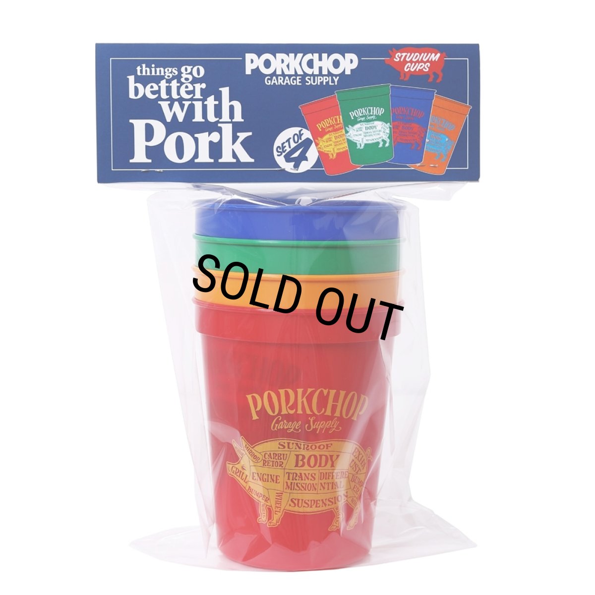 画像2: PORKCHOP/PORK STADIUM CUPS（4色1セット）［スタジアムカップ4色1セット-25春夏］ (2)