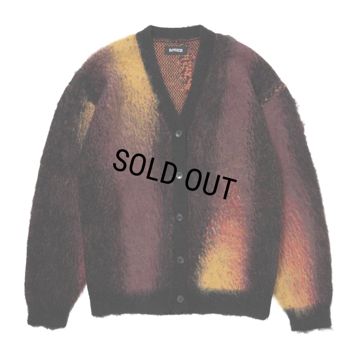 画像1: 【20％OFF】ROTTWEILER/R9 PAINTED CARDIGAN（BLACK）［ペインテッドモヘアカーディガン-25秋冬］ (1)