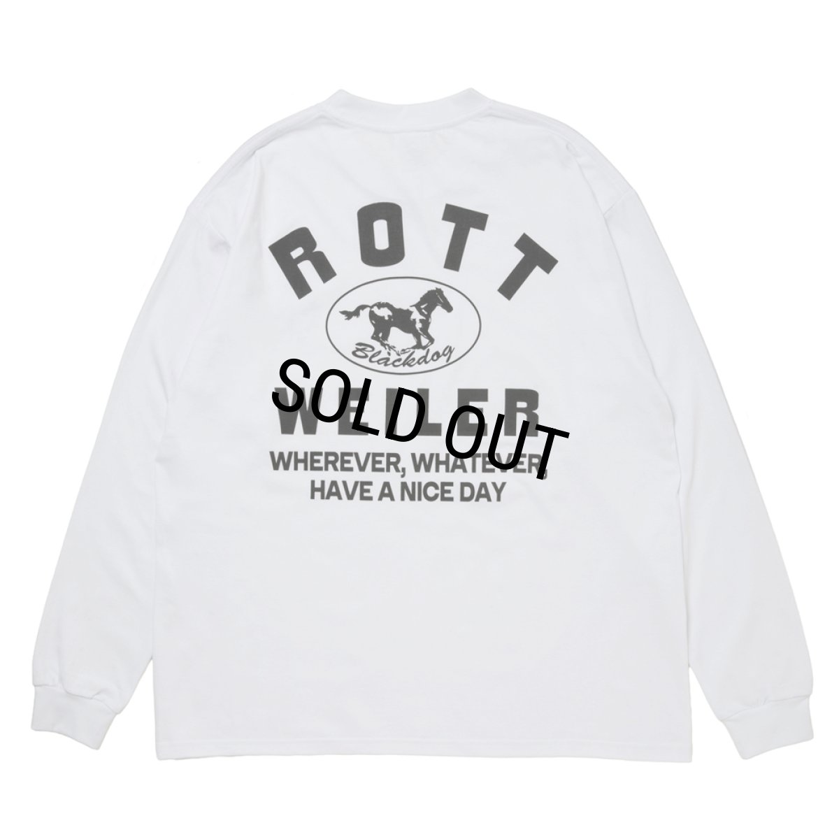 画像1: 【30％OFF】ROTTWEILER/HORSE LS TEE（WHITE）［プリント長袖T-25秋冬］ (1)