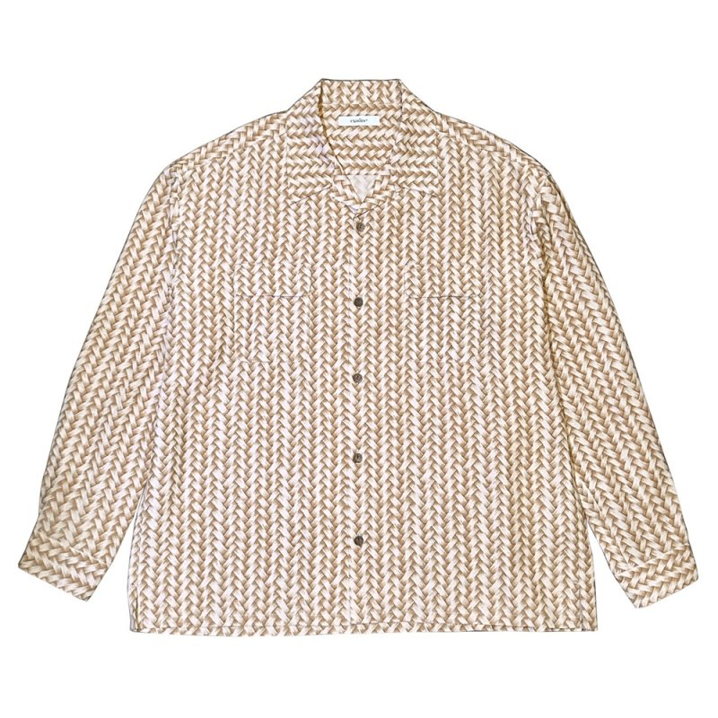画像1: 【30％OFF】exodus/AJIRO BAMBOO L/S  HAWAIIAN SHIRT（BEIGE）［アジロバンブーハワイアンシャツ-25春夏］