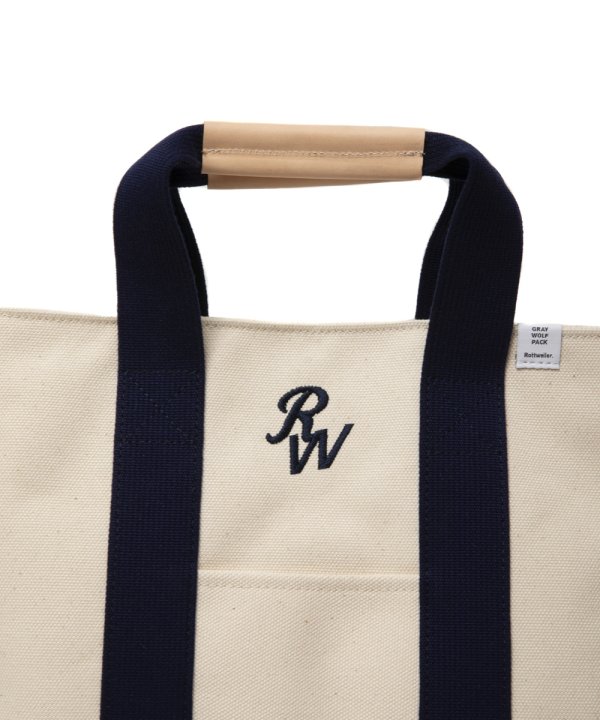 画像3: 【25秋冬ご予約受付中！25年8月入荷予定】ROTTWEILER/CANVAS TOTE BAG SMALL（WHITE/NAVY）［トートバッグスモール-25秋冬］