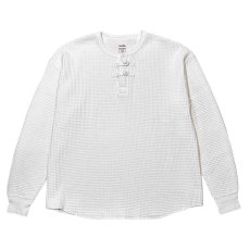 画像1: 【30％OFF】exodus/ORIENTAL HENRY NECK SHIRT（WHITE）［オリエンタルヘンリーネックサーマル-25春夏］ (1)