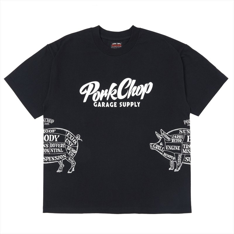 画像1: PORKCHOP/MULTI LOGOS TEE 2025（BLACK）［プリントT-25春夏］
