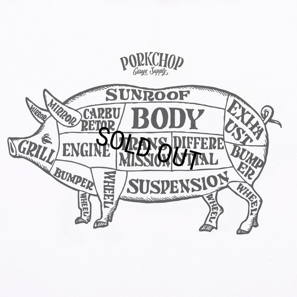 画像4: PORKCHOP/MULTI LOGOS TEE 2025（WHITE）［プリントT-25春夏］ (4)