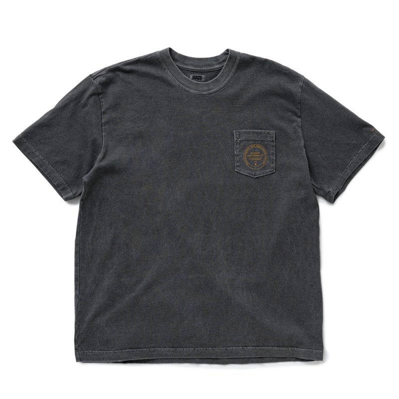 画像1: RATS/PIGMENT DYED POCKET TEE（BLACK）［ピグメント染めポケT-25春夏］