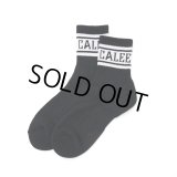 CALEE/JACQUARD PILE LINE SOCKS（BLACK/WHITE）［ラインソックス-25春夏］